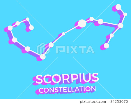 Scorpius constellation 3d symbol. Constellation icon in isometric style on blue background. Cluster of stars and galaxies. Vector illustration Scorpius constellation 3d symbol. Constellation icon in isometric style on blue background. Cluster of stars and galaxies. Vector illustration 84253070