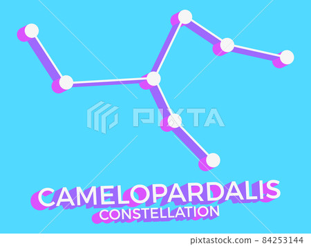 Camelopardalis constellation 3d symbol. Constellation icon in isometric style on blue background. Cluster of stars and galaxies. Vector illustration Camelopardalis constellation 3d symbol. Constellation icon in isometric style on blue background. Cluster of stars and galaxies. Vector illustration 84253144