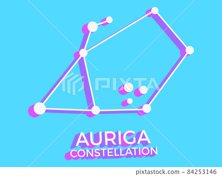 Auriga constellation 3d symbol. Constellation icon in isometric style on blue background. Cluster of stars and galaxies. Vector illustration Auriga constellation 3d symbol. Constellation icon in isometric style on blue background. Cluster of stars and galaxies. Vector illustration 84253146