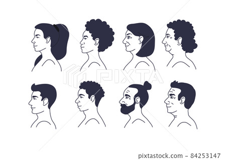 People faces in profile.Different races,nations,young,old,elderly,women,men People faces in profile.Different races,nations,young,old,elderly,women,men 84253147