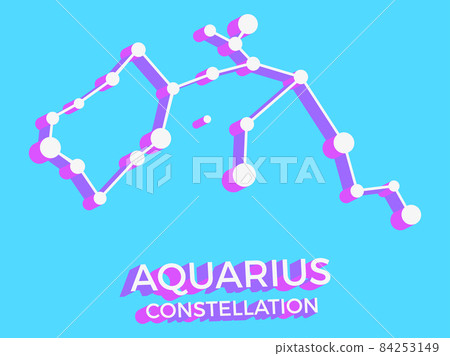 Aquarius constellation 3d symbol. Constellation icon in isometric style on blue background. Cluster of stars and galaxies. Vector illustration Aquarius constellation 3d symbol. Constellation icon in isometric style on blue background. Cluster of stars and galaxies. Vector illustration 84253149