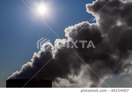 Climate Change Global Warming Concept Smoke Coming Out of Chimney Climate Change Global Warming Concept Smoke Coming Out of Chimney 84254007