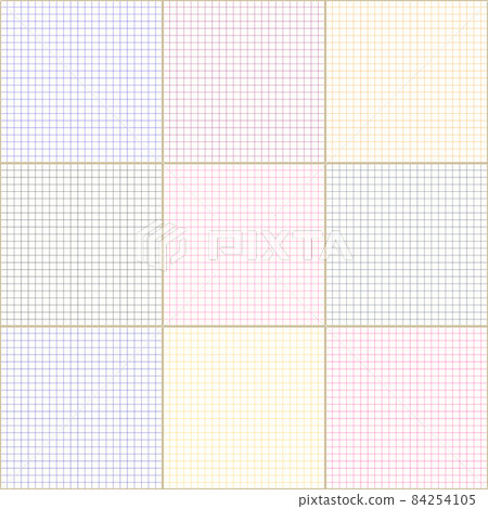 Grid paper. Abstract squared background with color graph. Geometric seamless pattern for school, wallpaper, textures, notebook. Lined blank on transparent background 84254105