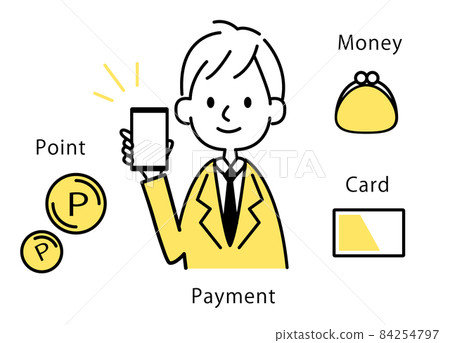 Mobile electronic money shopping simple touch working male illustration vector material 84254797