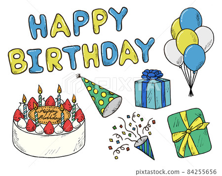 男人或男孩生日的手寫插圖圖像 男人或男孩生日的手寫插圖圖像 84255656