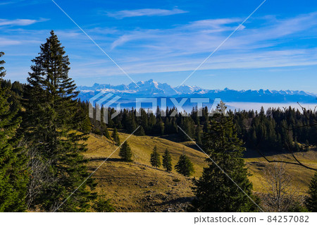 On the Sentes de la Dole from La Rippe, Jura mountains, Switzerland, in autumn  84257082