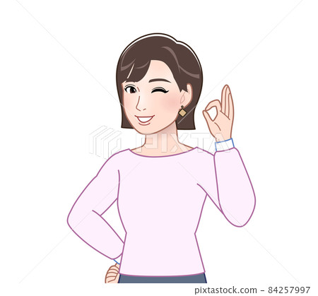 Female in pink long sleeves 84257997