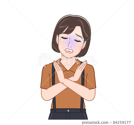 Female in suspenders clothes 84259177