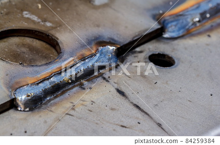 welding seam onto steel sheet metal welding seam onto steel sheet metal 84259384