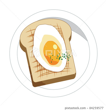 Fried egg toast 84259577