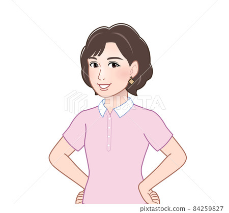 A woman in a polo shirt A woman in a polo shirt 84259827