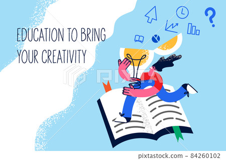 Happy girl studying developing creative ideas  84260102