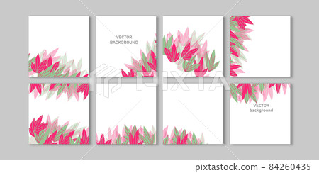 Trendy vector set for Social media stories and post, mobile apps, banners design, web ads. Template squared background with copy space and tropical leaves. Editable frame, mockup for advertising 84260435