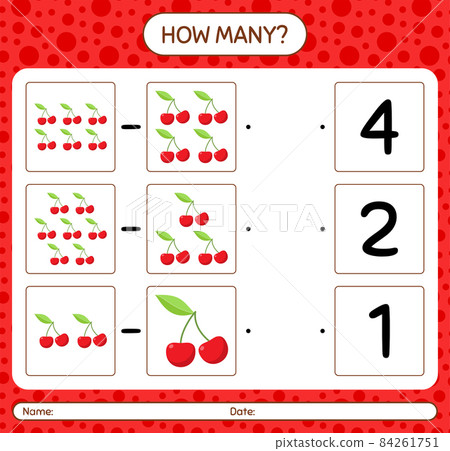 How many counting game with cherry worksheet for preschool kids, kids activity sheet, printable worksheet How many counting game with cherry worksheet for preschool kids, kids activity sheet, printable worksheet 84261751