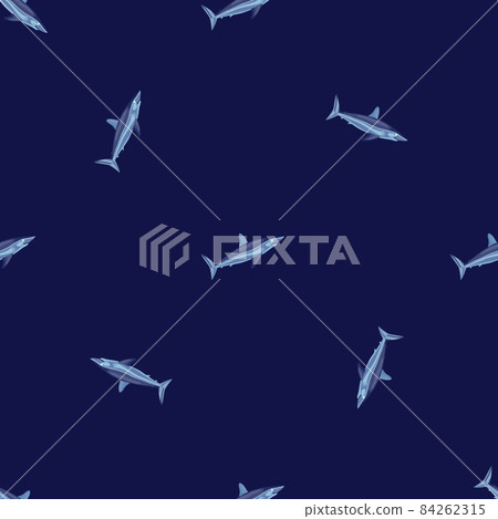 Seamless pattern shark Mako on dark blue background. Animal templates for fabric. Seamless pattern shark Mako on dark blue background. Animal templates for fabric. 84262315