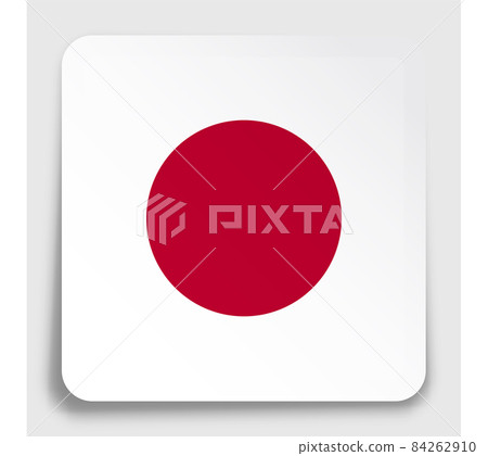 Japan flag icon on paper square sticker with shadow. Button for mobile application or web. Vector Japan flag icon on paper square sticker with shadow. Button for mobile application or web. Vector 84262910