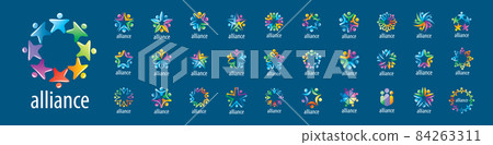 A set of vector Alliance logos on a blue... - Stock Illustration ...