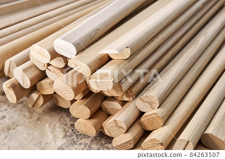 Wooden bars of solid beechwood in carpentry workshop Wooden bars of solid beechwood in carpentry workshop 84263507