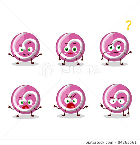 Cartoon character of pink sweet candy with what expression Cartoon character of pink sweet candy with what expression 84263561