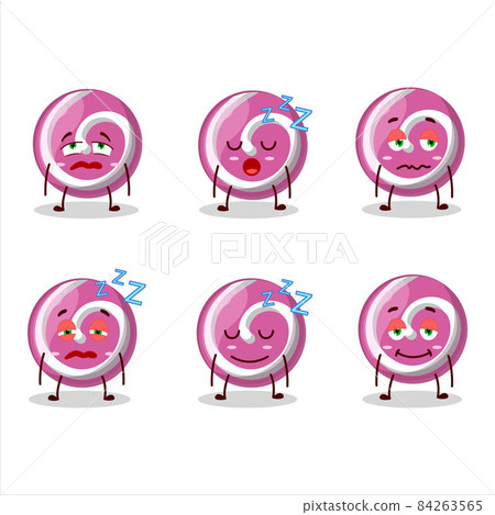 Cartoon character of pink sweet candy with sleepy expression Cartoon character of pink sweet candy with sleepy expression 84263565