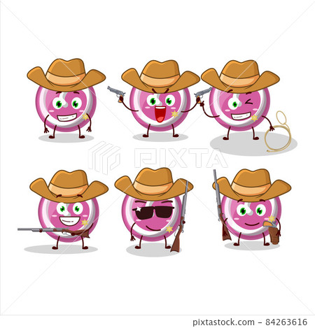 Cool cowboy pink sweet candy cartoon character with a cute hat Cool cowboy pink sweet candy cartoon character with a cute hat 84263616