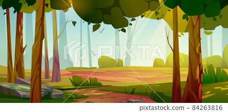 Cartoon forest background, nature landscape scene 84263816