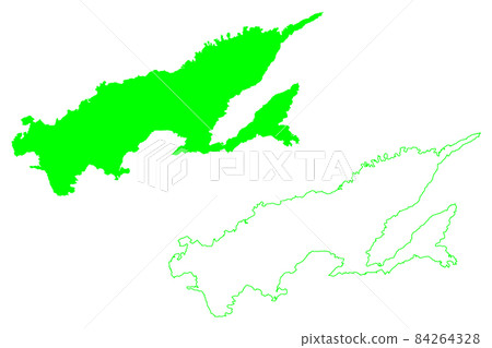 Vanua Levu island (Melanesia, Republic of Fiji) map vector illustration, scribble sketch Sandalwood Island map 84264328