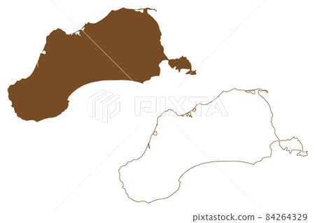 Unimak island (United States of America, North America, Alaska, US, USA, Aleutian Islands) map vector illustration, scribble sketch Unimax map 84264329