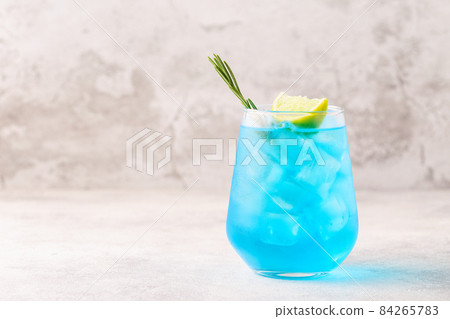 Refreshing blue drink or cocktail with ice 84265783