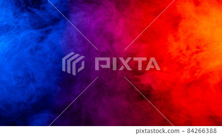 Fog in red blue neon light on black background. 84266388