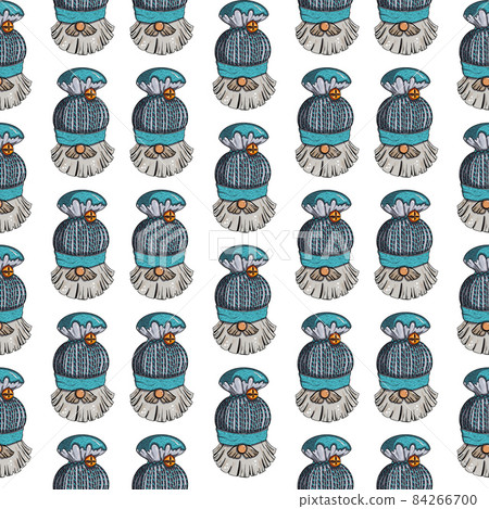 Seamless pattern illustration of a gnome with a beard in a hat. New year and christmas symbol on Seamless pattern illustration of a gnome with a beard in a hat. New year and christmas symbol on 84266700
