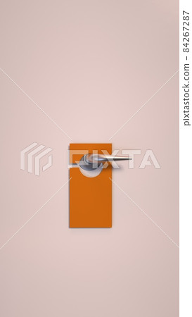 3D render Empty label on a door handle for your text. Vertical picture 84267287