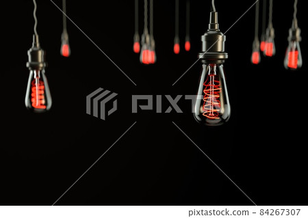 3D render decorative antique edison style filament light bulbs 3D render decorative antique edison style filament light bulbs 84267307