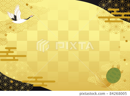 日本模式抽象矢量圖背景的起重機和龜 84268005