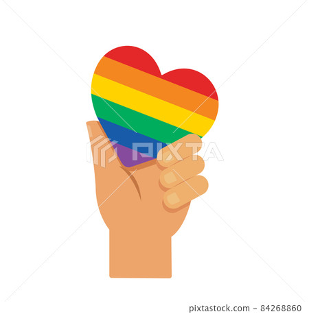hand holding heart rainbow flag LGBT symbol... - Stock Illustration ...
