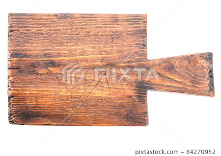 Old cutting board isolated on a white background. Old cutting board isolated on a white background. 84270952