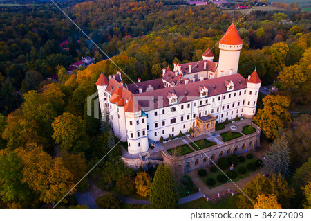 Panoramic view from drone of castle Konopiste Castle.  84272009