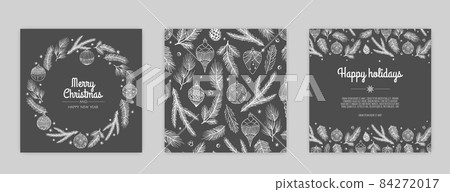 Vector Christmas Cards Set. Holiday Party Card Templates Design Vector Christmas Cards Set. Holiday Party Card Templates Design 84272017