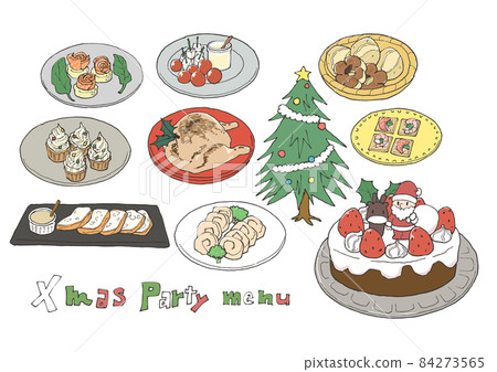Christmas party food and tree set Christmas party food and tree set 84273565