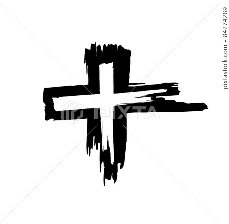 Hand drawn black grunge cross icon, simple Christian cross sign, hand-painted cross symbol created with real ink brush isolated Hand drawn black grunge cross icon, simple Christian cross sign, hand-painted cross symbol created with real ink brush isolated 84274289