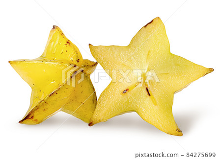 Two slices of carom isolated on white 84275699