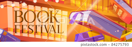 Books festival cartoon banner, bestsellers Books festival cartoon banner, bestsellers 84275793