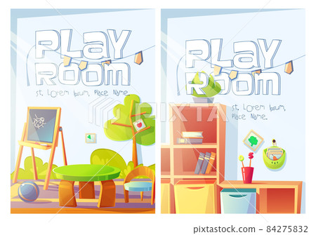 Playroom flyers with kindergarten interior Playroom flyers with kindergarten interior 84275832