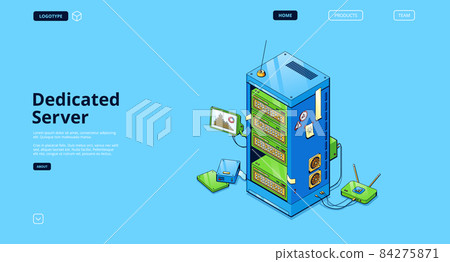 Dedicated server isometric landing, data storage Dedicated server isometric landing, data storage 84275871