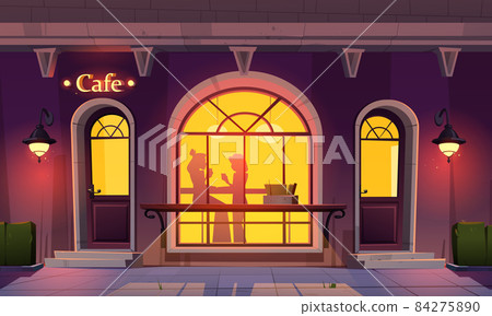 Girls in cafe, women silhouettes cafeteria window Girls in cafe, women silhouettes cafeteria window 84275890