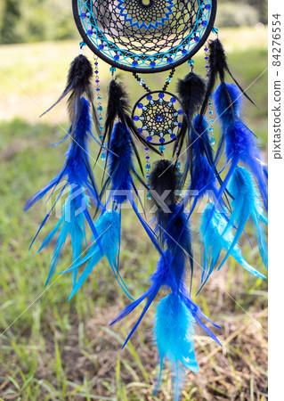Handmade dream catcher with feathers threads and beads rope hanging 84276554