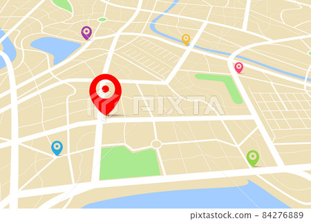 3D top view of a map with destination target point location point 005 84276889