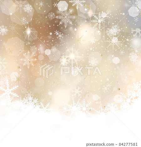 與雪鎮靜金梯度背景材料垂直的美麗的意想不到的雪花 84277581