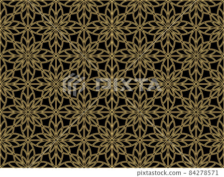 Flower geometric pattern. Seamless vector background. Gold and black ornament 84278571