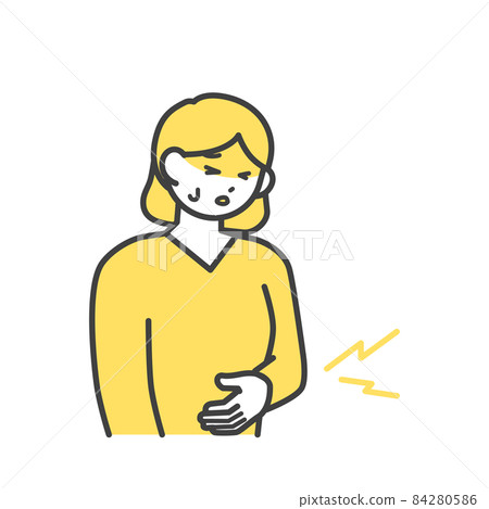 Illustration material of a woman suffering from abdominal pain Illustration material of a woman suffering from abdominal pain 84280586